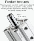 Pneumatic Air Cylinder 40mm Bore 25mm Stroke Double Acting SDA 40 X 25 Aluminum Alloy Body Port 1 8PT Industrial Actuator