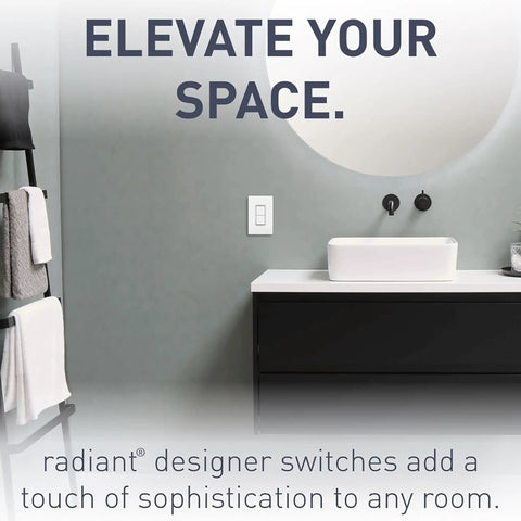 Radiant 15 Amp 2 In 1 Decorator Rocker Light Switch With Two Single Pole Switches White Finish in modern bathroom