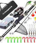 Kid Friendly Fishing Pole Rod And Reel Combo Starter Set With Tackle Box, 5ft Telescopic Rod, Pre Spooled 8lb Line, All In One Kit