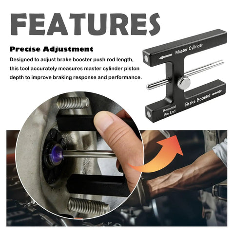 Pro Grade Car Brake Booster Adjustment Tool With Dual End Magnetic Design Aluminum Precision Push Rod Alignment For Master Cylinder Piston Depth And Smoother Braking On Every Stop on brake booster