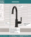 Diagram of Westchester Single-Handle Kitchen Faucet in Oil Rubbed Bronze Finish with dimensions and installation options