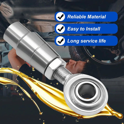 Beefy Heavy Duty Heim Joint Rod End Kit Three Eighths By Three Eighths Twenty Four Threads Panhard Bar Kit With Tube Adapters And Jam Nuts For Clutches Brakes And Steering Linkages Two Pack, silver rod end