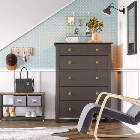 Farmhouse dresser with matte black knobs, featuring 50 Pack Matte Black Drawer Knobs for Cabinets and Dressers One And A Quarter Inch Diameter Zinc Alloy Knobs With Base Diameter Five Eighth Inch And Three Inch Projection Durable Farmhouse Style Kitchen Cabinet Pulls detailing.