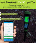 Digital Soil pH Meter for Gardeners, Fast Direct pH Tester for Plants with Bluetooth, displaying real-time data on smartphone app.