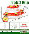 Two Pack Window Hummingbird Feeders With Strong Suction Cups, Red Color, 7 Feeding Ports, Lightweight Plastic, Product Specs