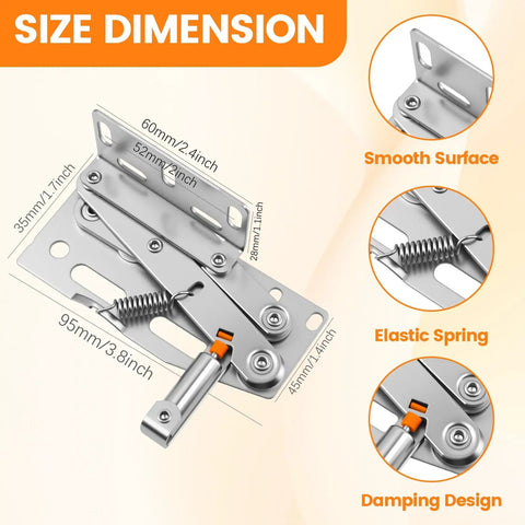 Heavy Duty Soft Close Tip Out Tray Hinges With Smooth Damping Action For Kitchen Sink Cabinets, dimensions showing cold rolled steel design.