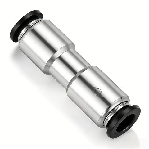 Pneumatic Push To Connect Check Valve One Way Fitting One Half Inch Inlet One Half Inch Outlet Nickel Plated Brass With NBR O Ring Seals For Air And Vacuum Pack Of Two
