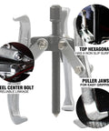 Close-up of 3 Jaw Gear Puller Tool Kit Built Tough, Heavy Duty Bearing And Pulley Puller Set With Reversible Jaws for detail view
