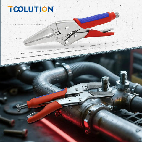 9 Inch Needle Nose Locking Pliers With Cr V Steel Jaws Adjustable Clamping Screw Heavy Duty Beef for gripping rounded bolts in engine bays.