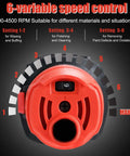 Close-up of the 6-speed control dial on the 6 Inch Dual Action Car Buffer Polisher With Detachable Handle Pro Grade Random Orbital Polisher Kit