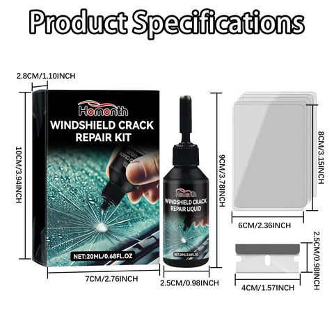 Windshield Repair Kit With 2026 Upgrade Glass Repair Liquid For Windshields Mirrors And Windows Quick Five Minute Fix For Cracks