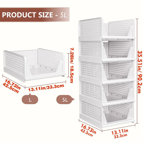 Flat Out Essential 5 Pack Stackable Closet Organizers Smooth Space Savers Premium Fabric Storage Boxes For Clothes And Linens Legit Wardrobe Hack Solid Home Setup