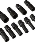 Heavy Duty Three Eighths Inch Drive Deep Universal 12 Point Impact Socket Set, 12 Piece, SAE, Chrome Moly, shown in set