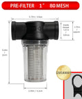 1 Inch 80 Mesh Water Pump Strainer Filter For Heavy Duty High Pressure Washers Sediment Filter Attachment With Transparent Twist On Bowl 1 Inch NPSM Inlet Outlet Stainless Steel Screen Easy Clean Design