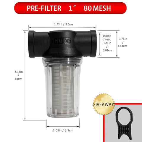 1 Inch 80 Mesh Water Pump Strainer Filter For Heavy Duty High Pressure Washers Sediment Filter Attachment With Transparent Twist On Bowl 1 Inch NPSM Inlet Outlet Stainless Steel Screen Easy Clean Design