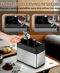 Cut Through Stubborn Coffee Grit Like Butter With This Easy Going Electric Portafilter Cleaner Loaded With Three Heavy Duty Scrapers And Two Supple Brush Heads For Quick 51 And 58 Millimeter Espresso Basket Cleaning.