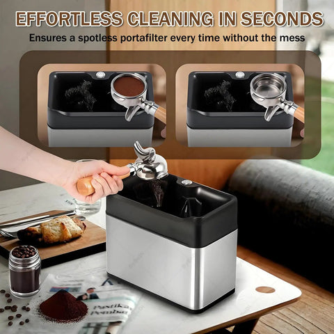 Cut Through Stubborn Coffee Grit Like Butter With This Easy Going Electric Portafilter Cleaner Loaded With Three Heavy Duty Scrapers And Two Supple Brush Heads For Quick 51 And 58 Millimeter Espresso Basket Cleaning.