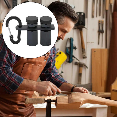 Beefy Right Angle Clamp For Precision 90 Degree Alignment In Woodworking Metalworking And Construction With Nonslip Aluminum Frame Built In Clamping Mechanism And Rugged Corrosion Resistant Design For Steady Measurements, black clamp with carabiner