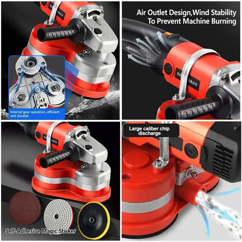 3000W Electric Angle Grinder And Concrete Floor Polisher Variable Speed Wall Planer For Stone Grinding with dual grips and air outlet.