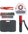 Manual AC Hose Crimper Kit With Pipe Cutter And Seven Dies, Complete Die Set In Case and Handheld Beadlock Fittings Crimper