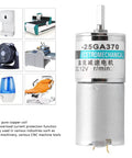 Awesome 12V DC Gear Motor With All Metal Gears And Pure Copper Coils for automated projects, showcasing copper coils and metal casing.