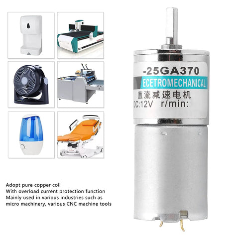 Awesome 12V DC Gear Motor With All Metal Gears And Pure Copper Coils for automated projects, showcasing copper coils and metal casing.