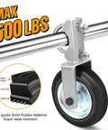 Gate Wheel For Metal Swing Gates With 1 5/8 To 2 Inch Frames Heavy Duty Gate Support Wheel For Chain Link Fences Prevents Gate From Dragging Tire Grade Solid Rubber Wheel Hot Dipped Galvanized Steel Rust Resistant Supports Up To 500 Lb.
