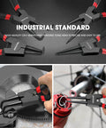 Beefy 9 Inch Snap Ring Pliers Set Heavy Duty 4 Pieces Internal External Circlip Pliers Kit shown in use on machinery parts.