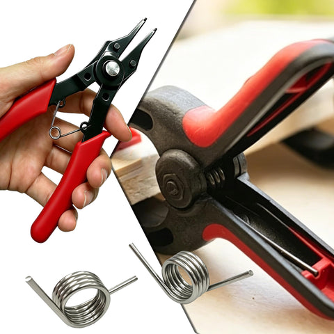 Pliers holding torsion springs for DIY Torsion Springs Set, 50 Piece Assortment With 15 Sizes, 0.5 To 2.5mm Wire, Premium 304 Stainless Steel. Tool use demonstration.