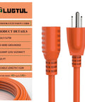 Beefy Workhorse Outdoor Extension Cord 25 Ft Waterproof 16 Gauge 3 Prong NEMA 5 15P 5 15R ETL Listed for garden use