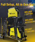 Heavy Duty 3 Tier Welding Cart For MIG TIG Plasma Cutter With 400 Lbs Capacity, Rolling Welder Trolley, side view
