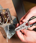 Using Pro Grade Stainless Wire Stripper And Cutter For 10-20 AWG Solid And 12-22 AWG Stranded 6 Inch Pliers on wiring panel