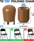 Top Shelf Folding Chair Leg Caps 7/8 Inch Beige Foot Guards 12 Pack fits 7/8 inch folding chairs with outer width of 1 inch.