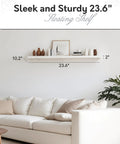 Durable Floating Wall Shelf With Hidden Brackets For Easy Install And Removal, Deep MDF Wall Shelf in modern living room