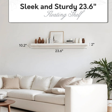 Durable Floating Wall Shelf With Hidden Brackets For Easy Install And Removal, Deep MDF Wall Shelf in modern living room