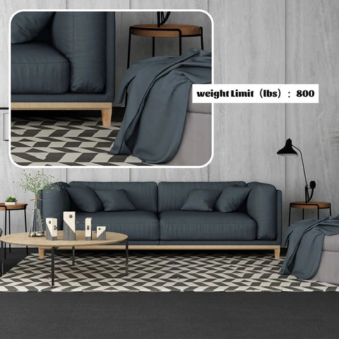 Solid Rubber Wood Furniture Legs Two Inch Round Set Of Four Mid Century Modern Replacement Feet For Sofa Couch Bed Or Desk With Full Hardware Included Built Hella Tough And Ready For Any Quick Upgrade seen supporting a modern sofa.