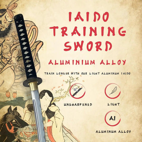 Safe Practice Aluminum Iaido Training Sword For Nukitsuke And Noto Drills, 28.3 Inch Unsharpened Blade With Fullered Groove on poster
