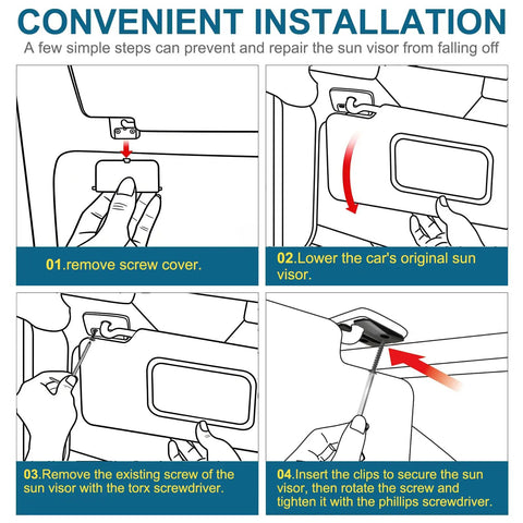 Installation steps for Sun Visor Repair Kit For Ram 1500 2019-2026 Two Pack Aluminum Visor Clip Replacement For Trucks