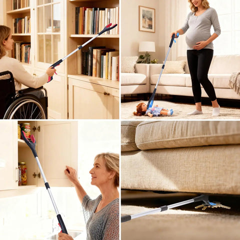 2 Pack Foldable 32 Inch Reacher Tool For Seniors, Handy Grabber Stick To Reach Items Without Bending, Lightweight Leaf And Trash Picker, Easy Grip Recovery Gift For Elderly And Post Surgery