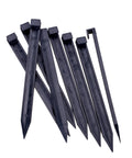 12 Pack Landscape Edging Spikes, 10 Inch Garden Stakes For Paver Edging And Weed Barriers in black plastic, side view