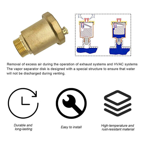 Brass Automatic Float Valve With Half Inch NPT Thread Air Bleed Vent For Hot Water Radiators And Boilers, Built To Last