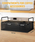 Metal Coffee Bar Organizer With Handles A Space Saving Countertop Station For Coffee Pods Stirrers Sugar Packets Straws And Tea Condiments In Sleek Mesh Black Finish With Durable Iron Build