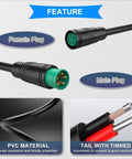 5 Pin IP66 Waterproof Ebike Extension Cable Kit showing male and female Julet connectors with PVC material and tinned tail