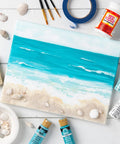 Beach painting with All In One Decoupage Glue Sealer And Finish For Wood Paper Fabric Quick Dry Glossy Finish Non Toxic Craft Solution 16 Oz