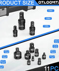 11 Piece Impact Socket Adapter And Swivel Socket Set In Chrome Moly Steel with full size adapters from one quarter to one inch
