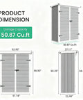 Vertical Storage Shed 51 Cu Ft Outdoor Resin Waterproof Cabinet For Garden Backyard Lawn Grey Ultra Spacious Plastic Shed