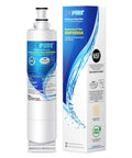Whirlpool Fridge Water Filter Easy Install Compatible With 4396508 4396510 beside packaging box showing filter features