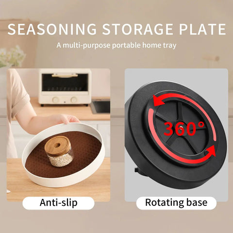 Non Slip Rotating Lazy Susan Turntable 360 Degree Swivel With Grippy Textured Surface Black 10 Inch in kitchen setting