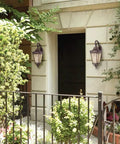Bronze Outdoor Wall Lantern With Two Lights In Cotswold Lane Style, Aluminum Construction For Wet Or Damp Areas, UL Listed For Outdoor Use