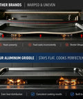 17 Inch Stove Top Griddle For Gas Stoves With Warp Resistant Nonstick Surface, image comparing warped vs flat griddle